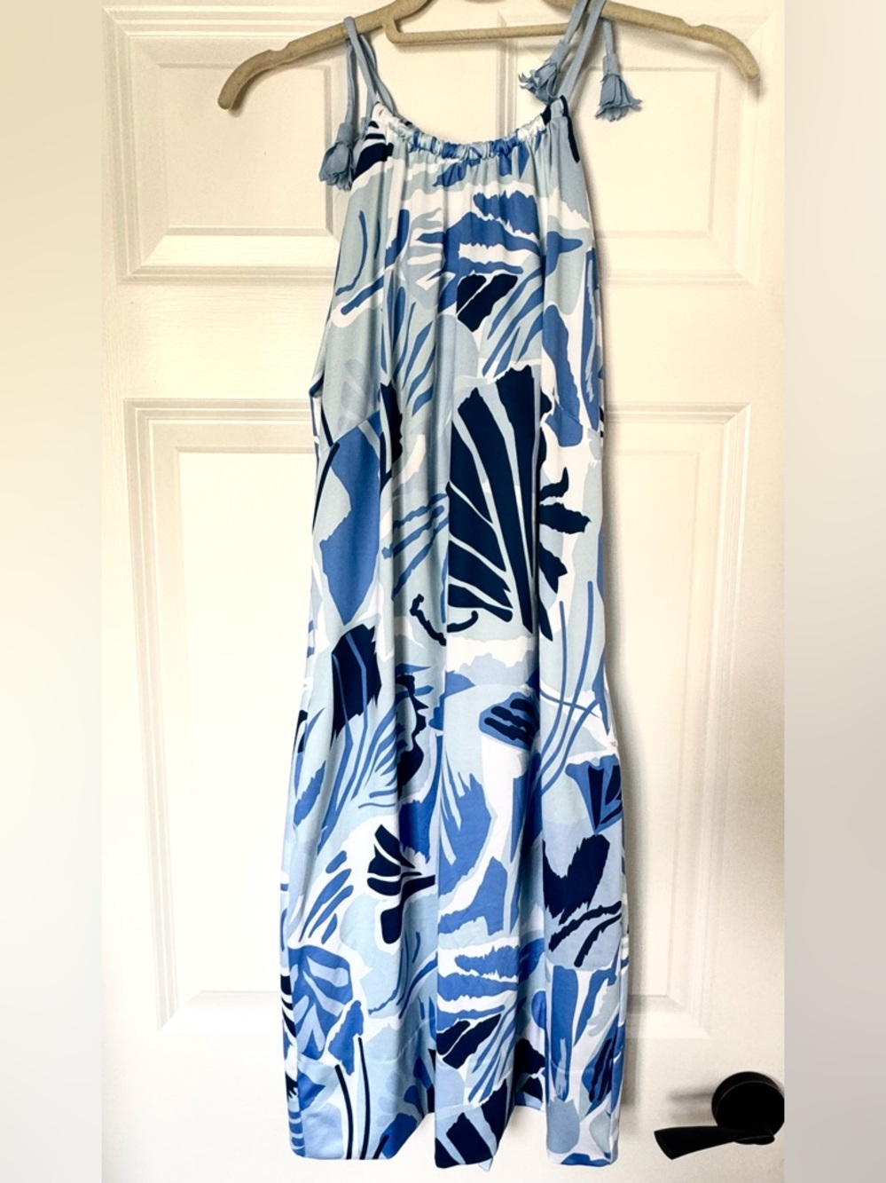 Gretchen Scott Designs Light & Dark Blue Tropical Print Sundress